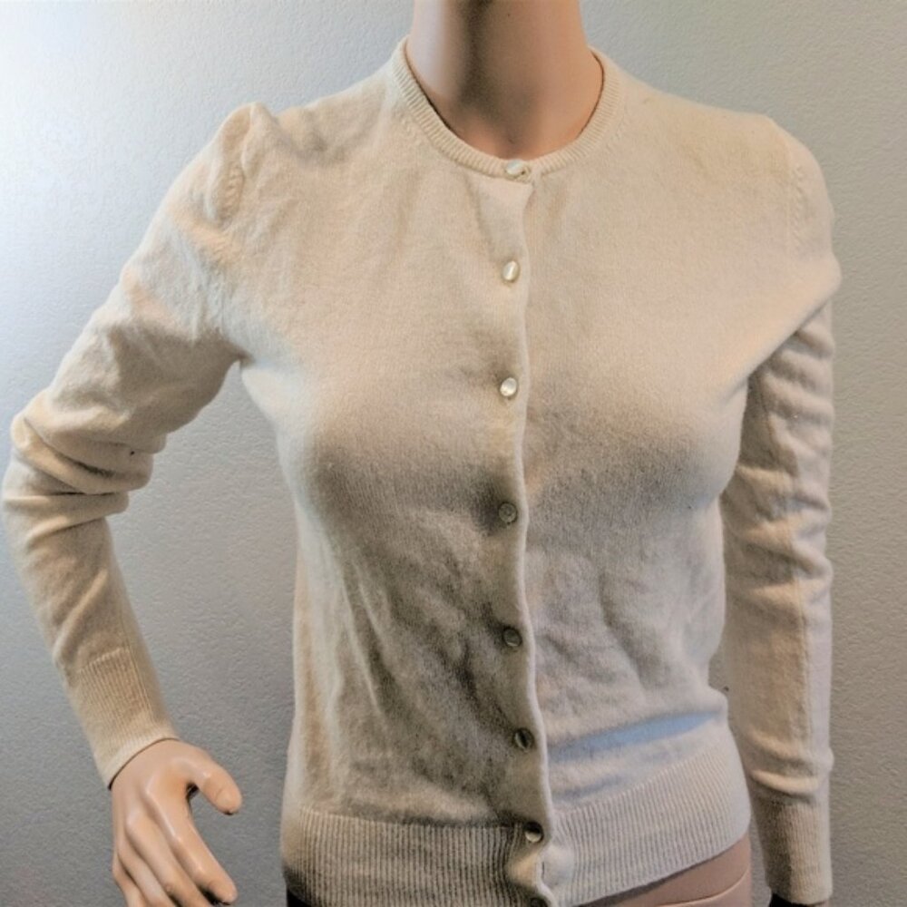 Cream Ann Taylor Cashmere Button Up Cardigan